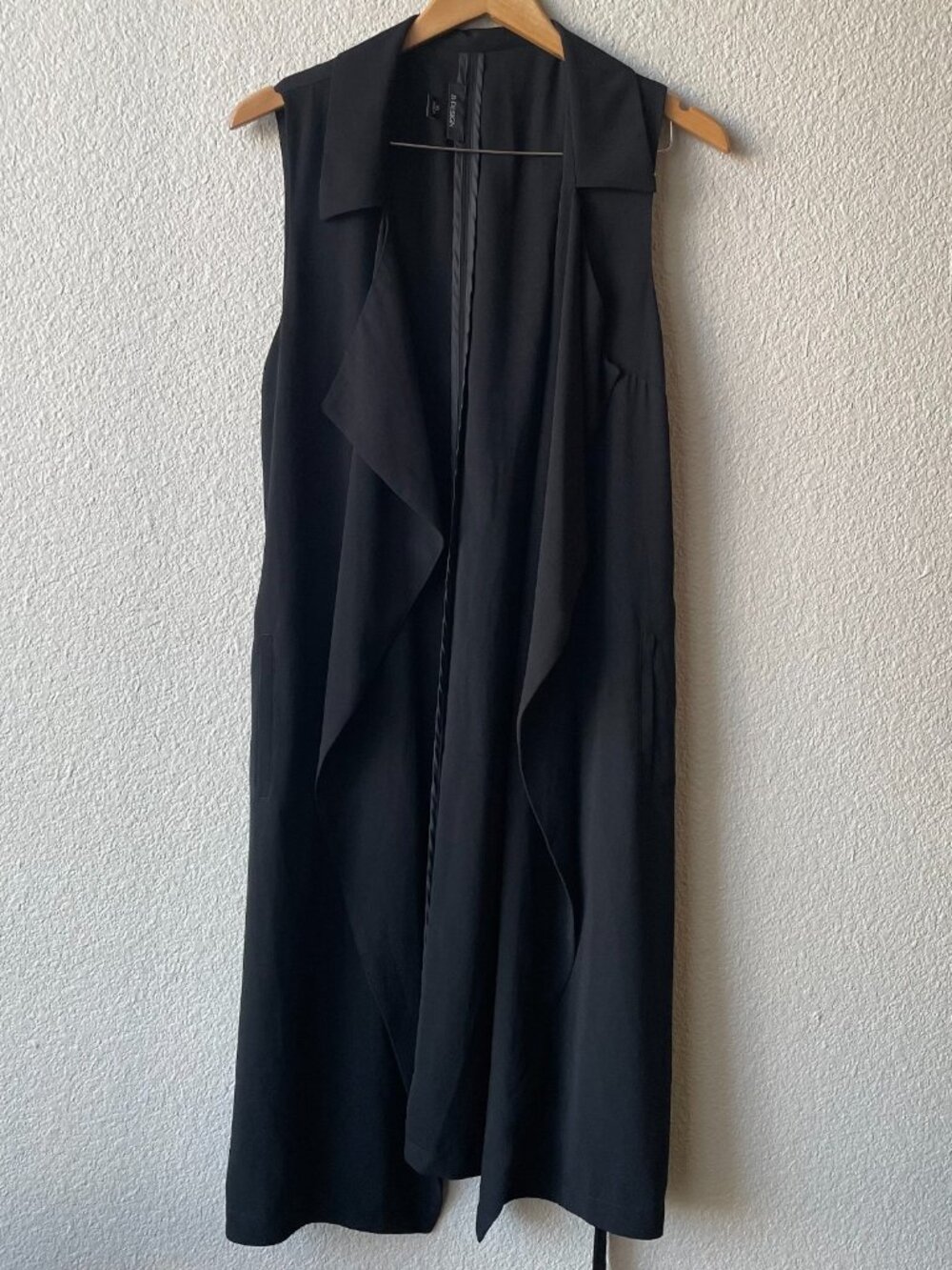 B-Design Black Long Jacket Women's Size XL Open Cascading Front Summer Top